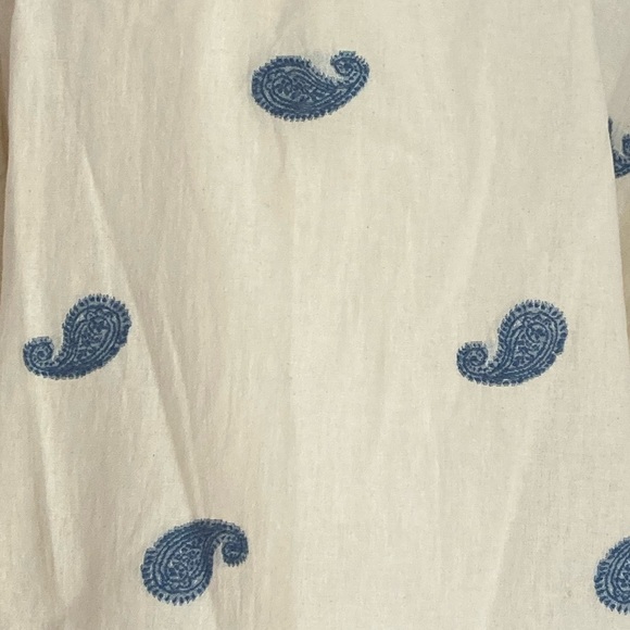 Civico 51 Lab Cream Button-Up Shirt Embroidered Blue Paisley Made in Italy NWT - Picture 4 of 8